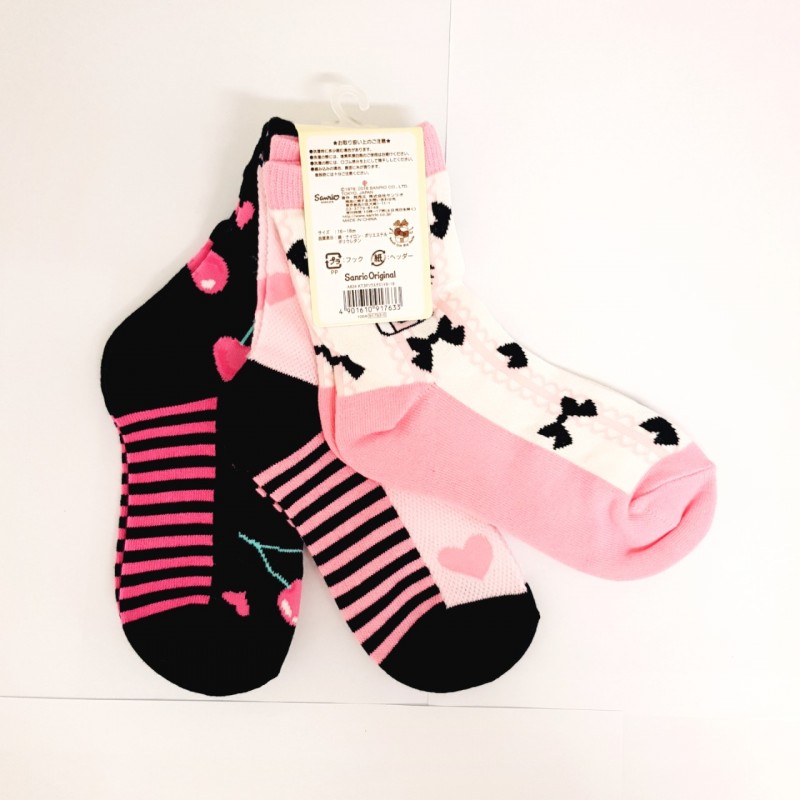 Hello Kitty 3Pairs Socks: 16-18 Cherry - The Kitty Shop