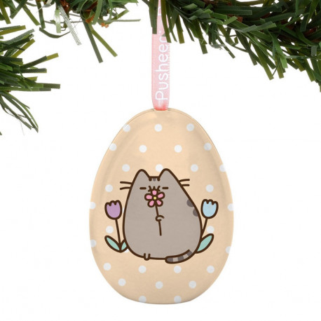 Pusheen Tin Egg Ornament May Flowers - The Kitty Shop
