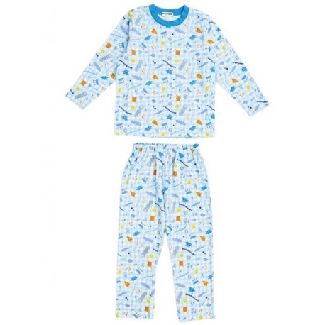 Shinkaizoku Long Sleeve Pajamas: Blue 140 - The Kitty Shop