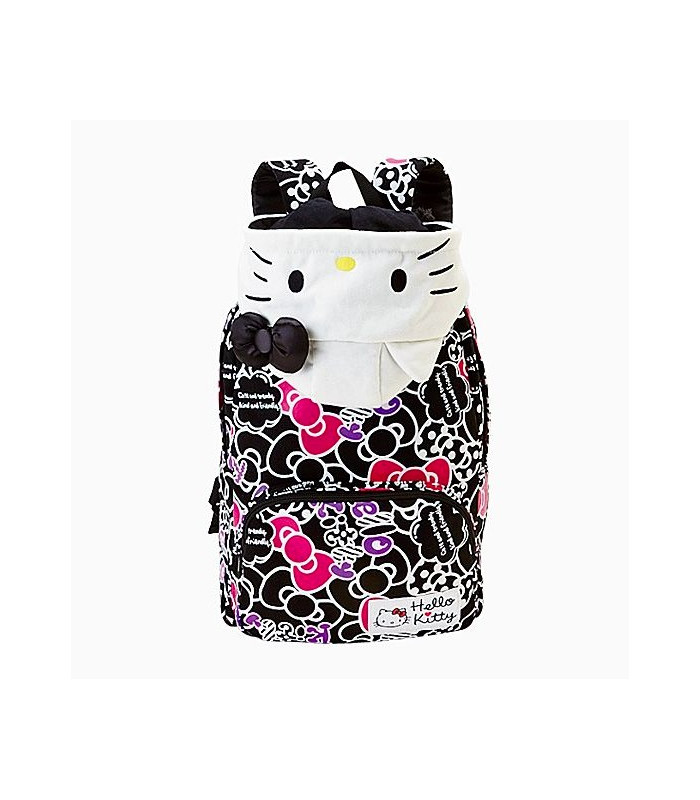 Hello Kitty Backpack W/Hood: Bk Ribbon