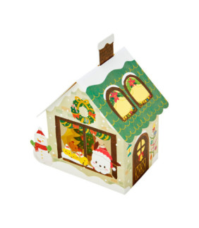 Pochacco Christmas Card: 3D House Jx 77-4