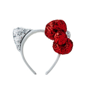 Hello Kitty 3D Sparkling Sequin Headband: Red Bow